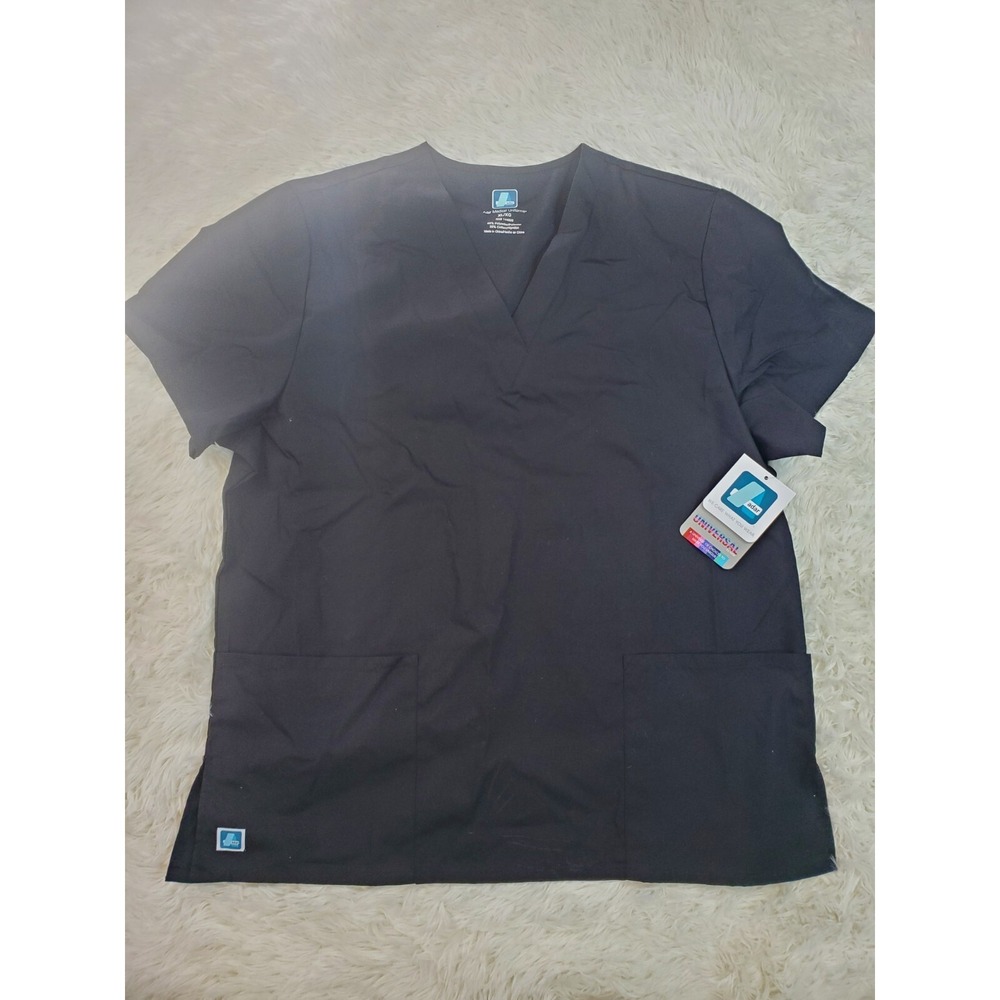Adar Scrubs Top Adult Extra Large  Universal Fit Black Unisex XL 701 Nurse